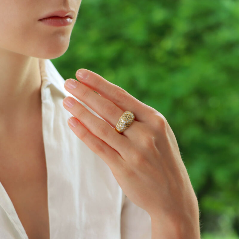 Vintage Cartier Jeton Sauvage White and Cognac Diamond Ring