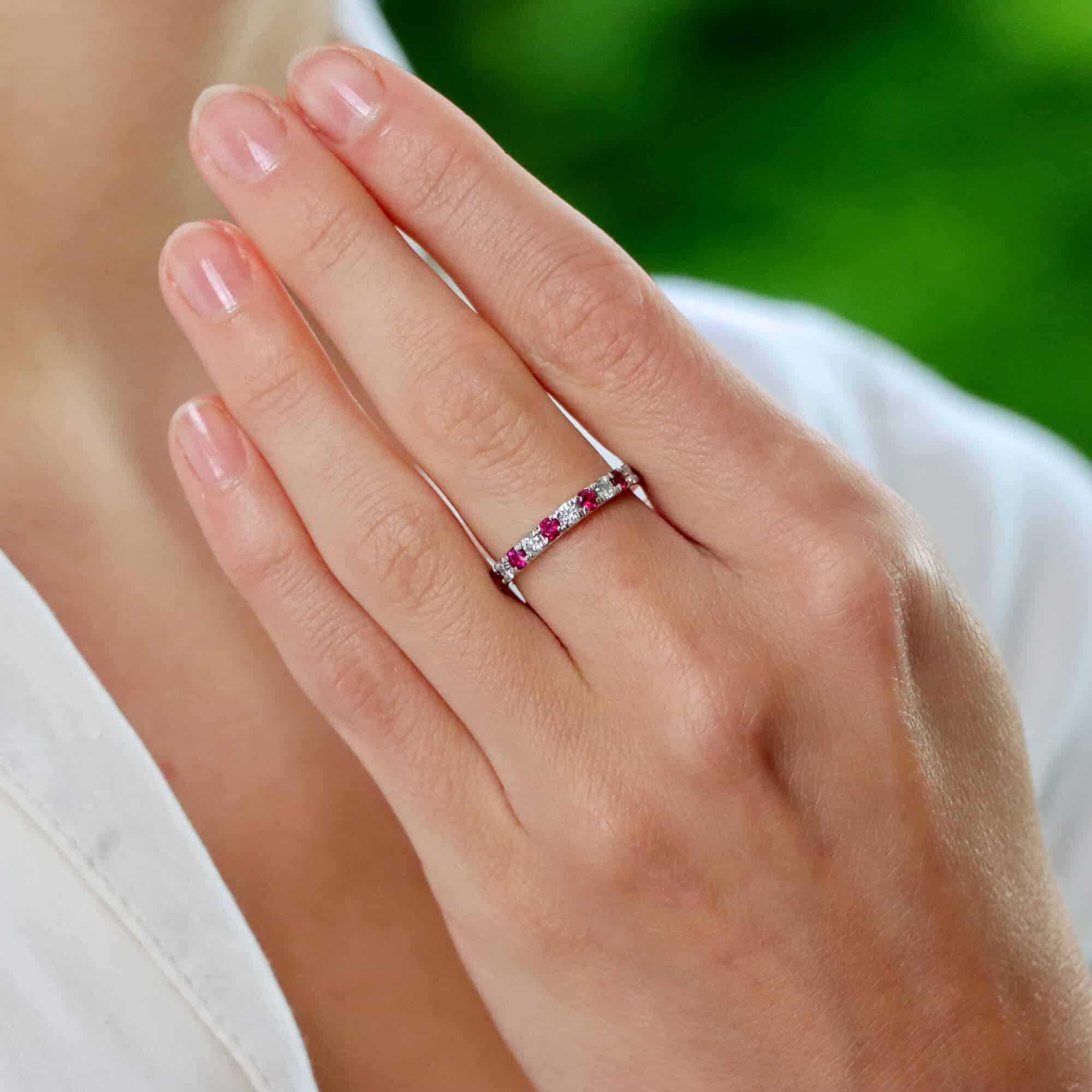 Ruby platinum eternity ring on sale