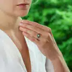 Art Deco Inspired Octagonal Sapphire, Emerald and Diamond Ring
