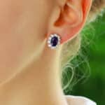 Sapphire and Diamond Oval Cluster Earrings