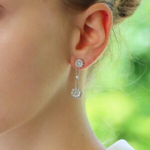 Vintage Tiffany & Co. 'Rose' Diamond Drop Floral Earrings