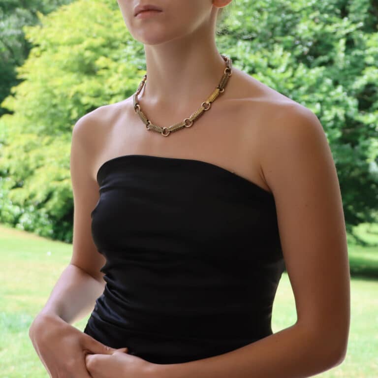Vintage Victorian Chunky Link Necklace in Yellow Gold
