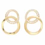 Contemporary Double Hoop Diamond Drop Earrings