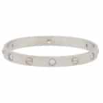 Vintage Cartier Six Diamond Love Bangle in White Gold Size 16