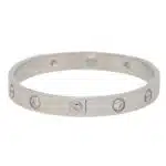 Vintage Cartier Six Diamond Love Bangle in White Gold Size 16