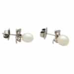 Vintage Ribbon Topped Pearl and Diamond Drop Earrings