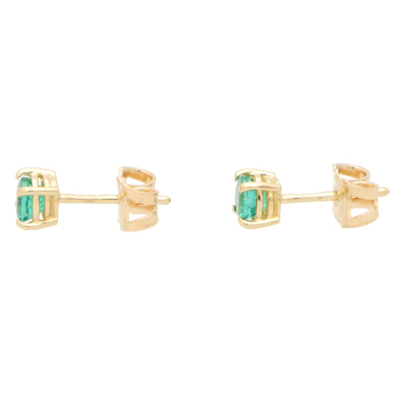 Round Cut 0.52ct Green Emerald Stud Earrings