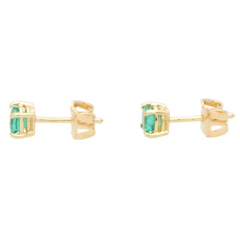 Round Cut 0.52ct Green Emerald Stud Earrings