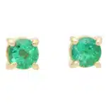 Round Cut 0.52ct Green Emerald Stud Earrings