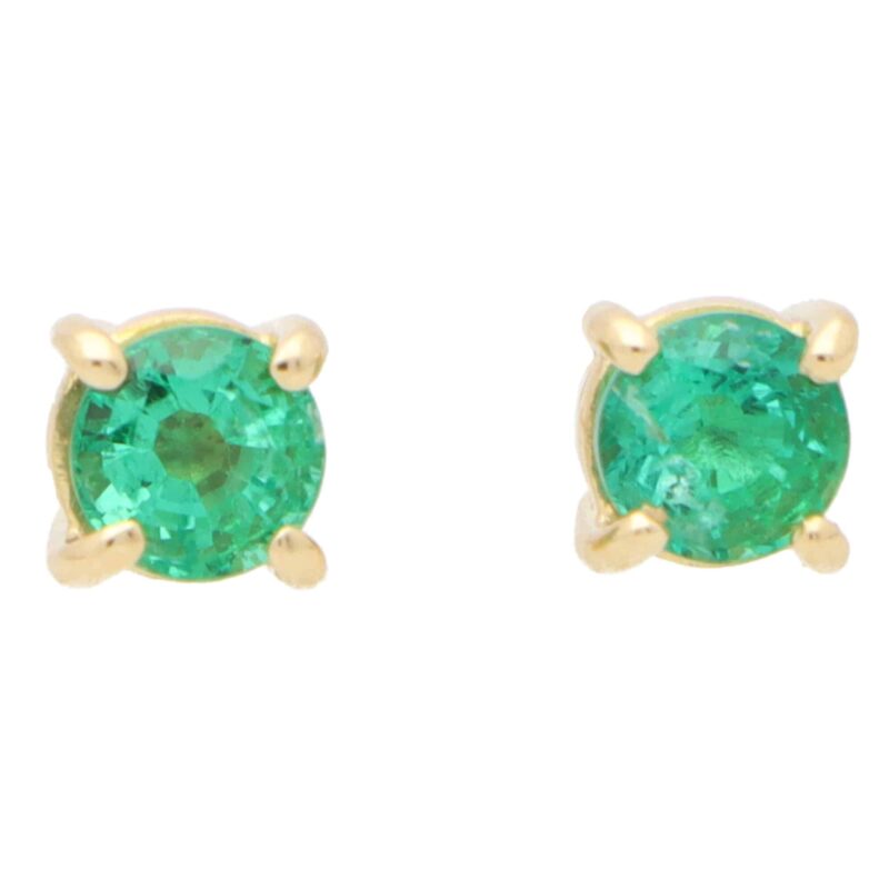 Round Cut 0.52ct Green Emerald Stud Earrings