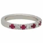 Ruby and Diamond Half Eternity Band Ring