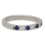 Sapphire and Diamond Half Eternity Band Ring