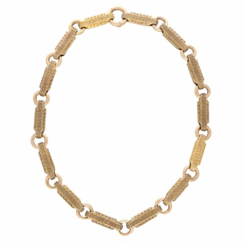 Vintage Victorian Chunky Link Necklace in Yellow Gold