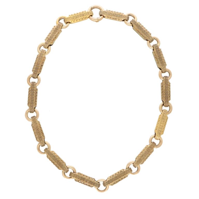 Vintage Victorian Chunky Link Necklace in Yellow Gold