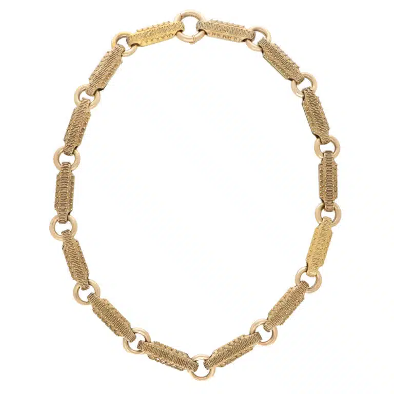 Vintage Victorian Chunky Link Necklace in Yellow Gold