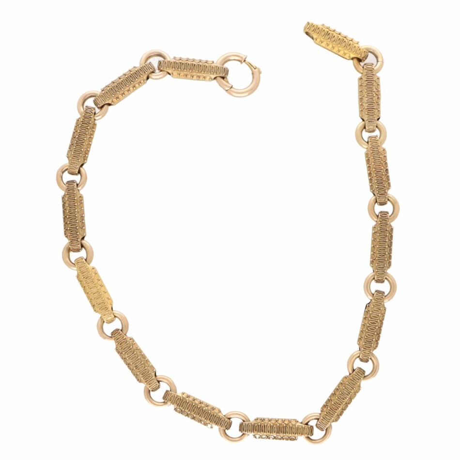 Vintage Victorian Chunky Link Necklace in Yellow Gold