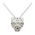 Vintage Panthère De Cartier Pendant Necklace in White Gold