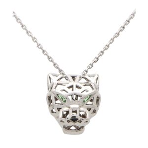 Vintage Panthère De Cartier Pendant Necklace in White Gold