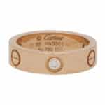 Cartier Three Diamond Love Ring in Rose Gold Size 55