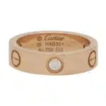 Cartier Three Diamond Love Ring in Rose Gold Size 55