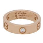 Cartier Three Diamond Love Ring in Rose Gold Size 55