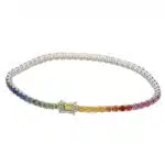 Rainbow Sapphire Tennis Line Bracelet