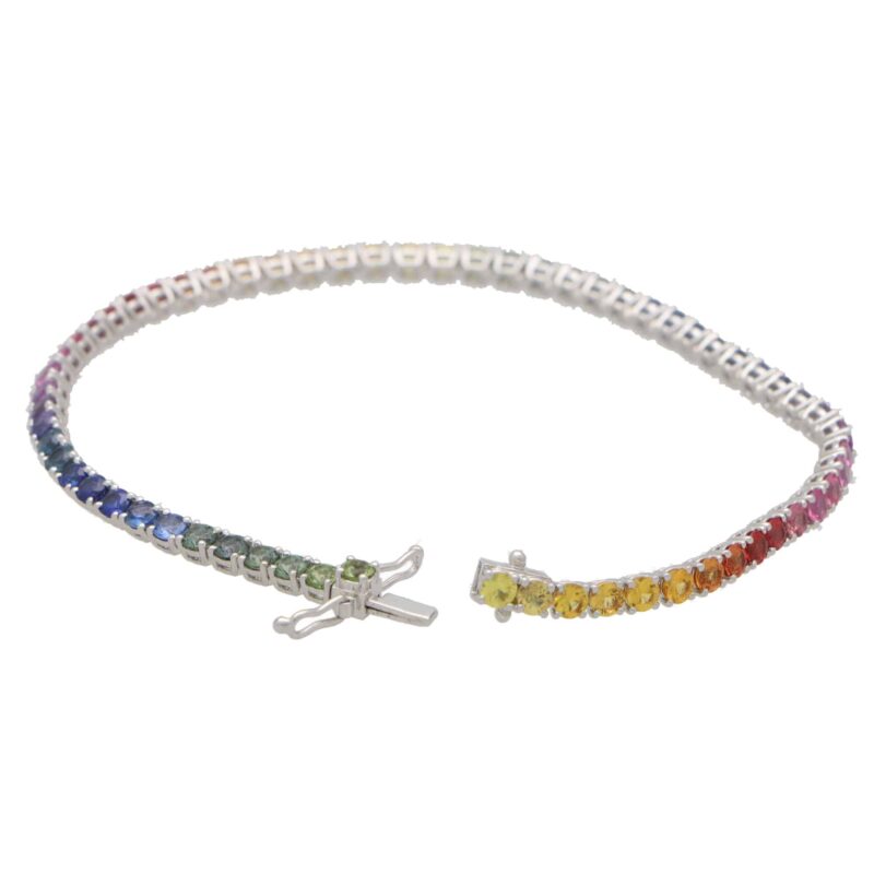 Rainbow Sapphire Tennis Line Bracelet