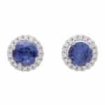 Contemporary Round Sapphire and Diamond Earrings