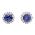 Contemporary Round Sapphire and Diamond Earrings