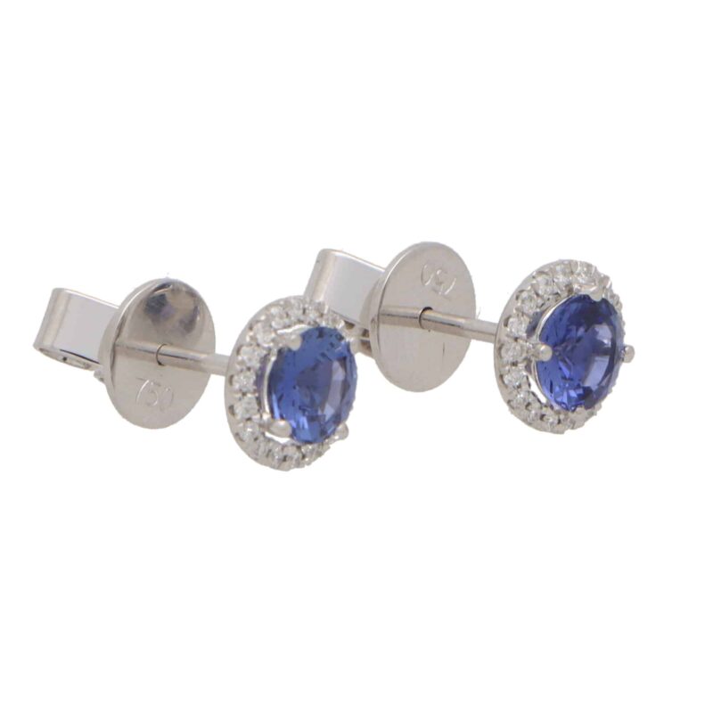 Contemporary Round Sapphire and Diamond Earrings