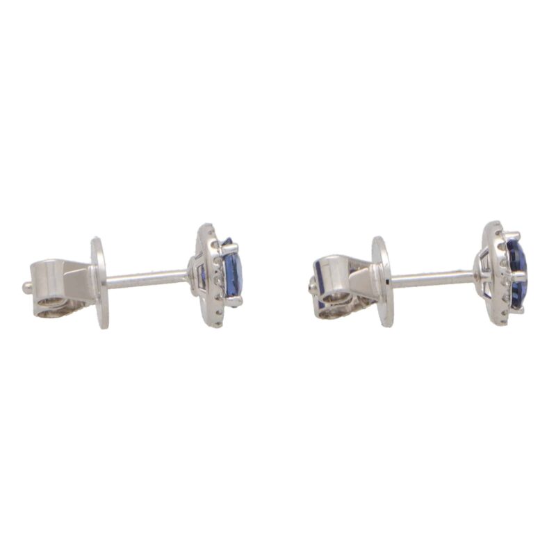 Contemporary Round Sapphire and Diamond Earrings