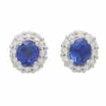 Contemporary Sapphire and Diamond Cluster Earrings