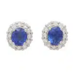 Contemporary Sapphire and Diamond Cluster Earrings