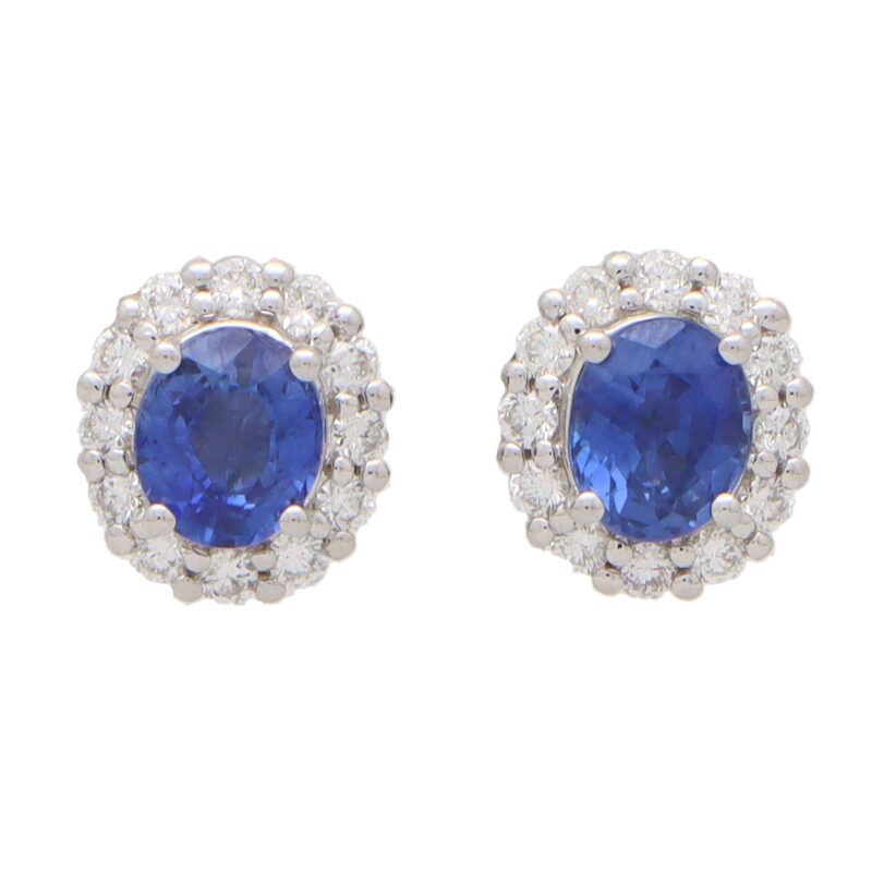 Contemporary Sapphire and Diamond Cluster Earrings