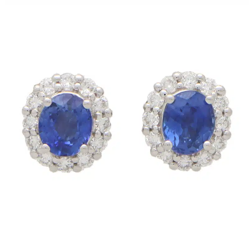 Contemporary Sapphire and Diamond Cluster Earrings