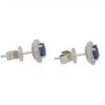 Contemporary Sapphire and Diamond Cluster Earrings
