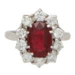 Vintage Ruby and Diamond Cluster Ring