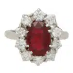 Vintage Ruby and Diamond Cluster Ring