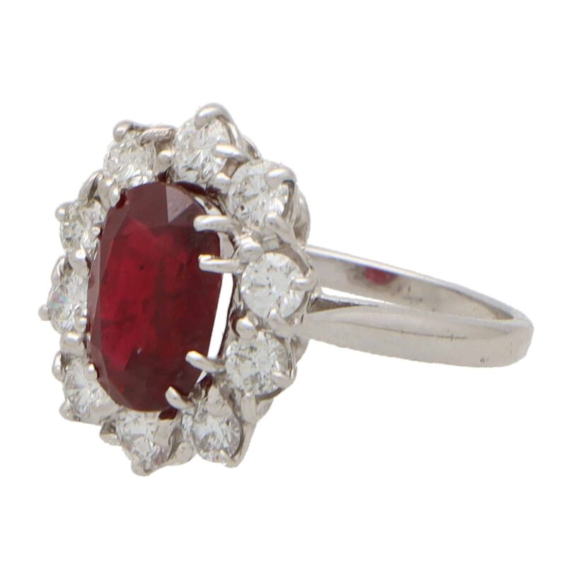 Vintage Ruby and Diamond Cluster Ring