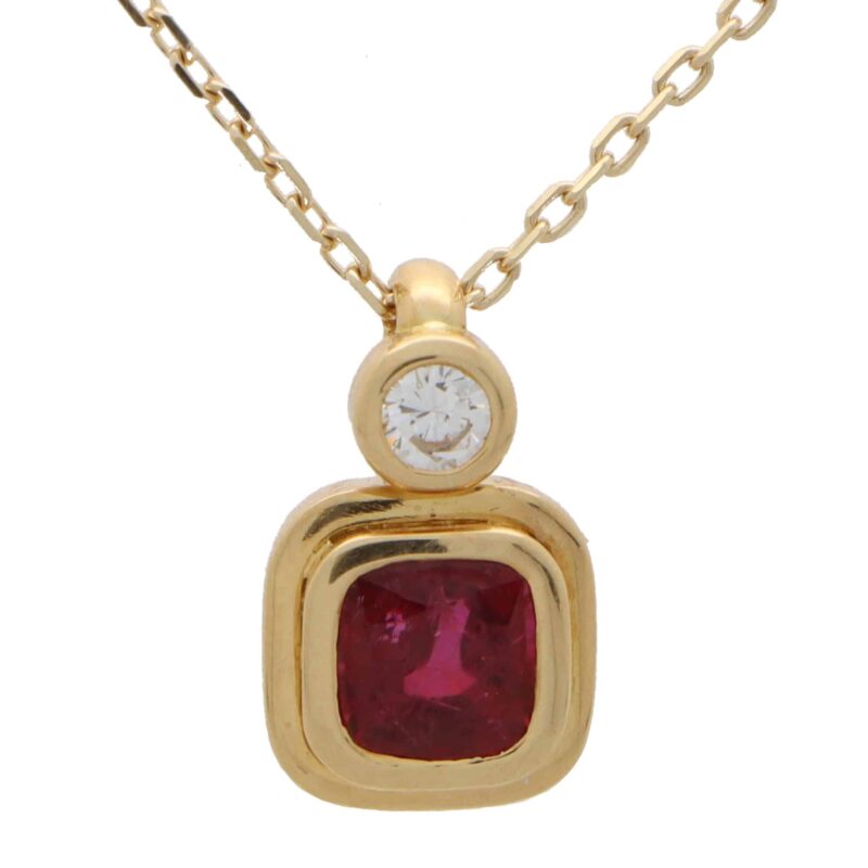 Retro Ruby and Diamond Pendant