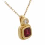 Retro Ruby and Diamond Pendant