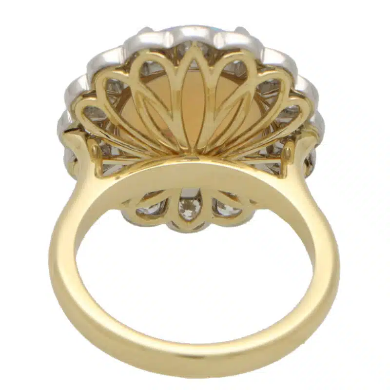Black Opal and Diamond Floral Cluster Ring