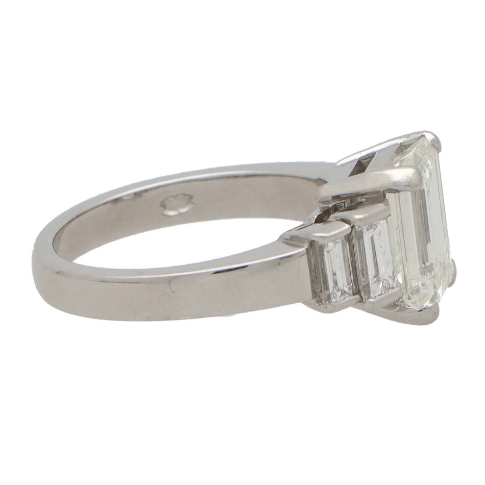 Vintage 2.48ct Emerald-Cut Diamond Five-Stone Ring in Platinum