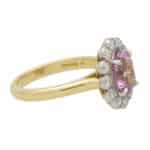 Pastel Pink Sapphire and Diamond Floral Cluster Ring