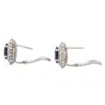 Sapphire and Diamond Oval Cluster Earrings