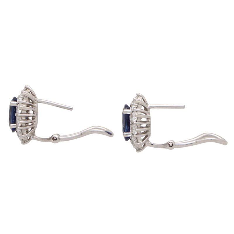 Sapphire and Diamond Oval Cluster Earrings