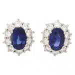 Sapphire and Diamond Oval Cluster Earrings