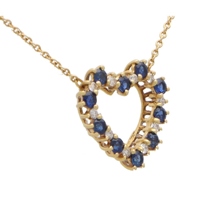 Vintage Tiffany & Co. Sapphire and Diamond Heart Pendant