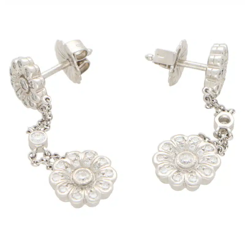 Vintage Tiffany & Co. 'Rose' Diamond Drop Floral Earrings