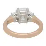 Certified Emerald Cut and Trapezoid Diamond Three Stone